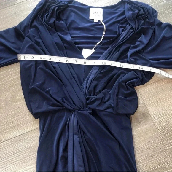 Misa Los Angeles Teget High Low Knotted Navy Blue Maxi Dress Womens Size XS NWT - Picture 6 of 11